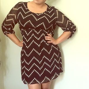 Pink Blush Maternity Dress Black/Beige Chevron 1XL